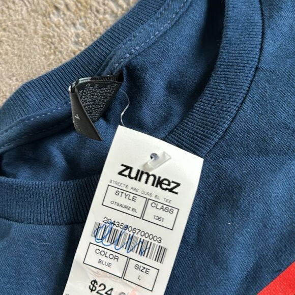 Obey Shirt size L Blue Street Graphic Modern Retro Stretch Logo Skate Crew NWT - Picture 6 of 7